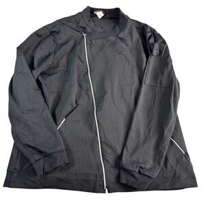 Chefwear Chef Jacket Coat Black Asymmetrical Zip Long Sleeve USA Made XL